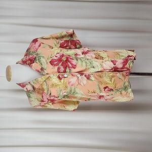 Gotcha Covered Vintage Button Down Short Sleeve Floral Shirt Orange Size Large